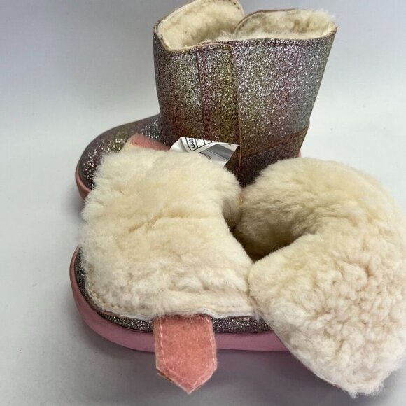 UGG® Keelan II Boot  Baby Size 2/3 in Metallic Glitter, Pink Hook & Loop Closure - Picture 7 of 15